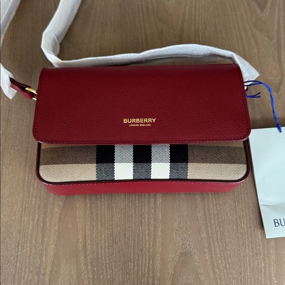 Burberry Handbags - Burberry Red and Tan Crossbody Bag